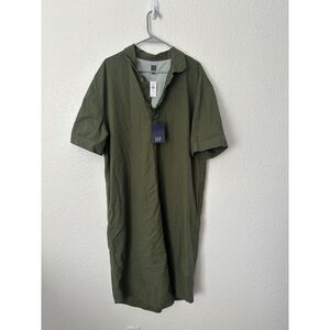 Gap Army Green Shirttail Hem Dress Womens XL Tall NWT